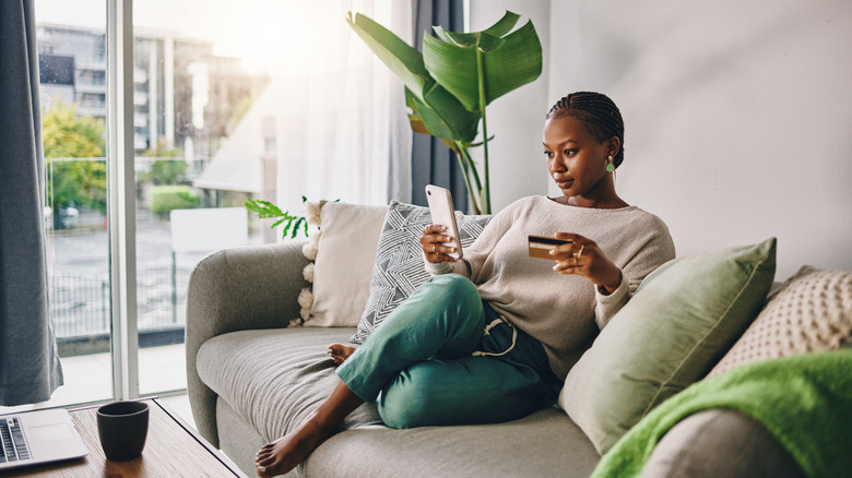 A woman shopping on iPhone