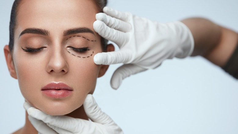 Woman's eye being examined