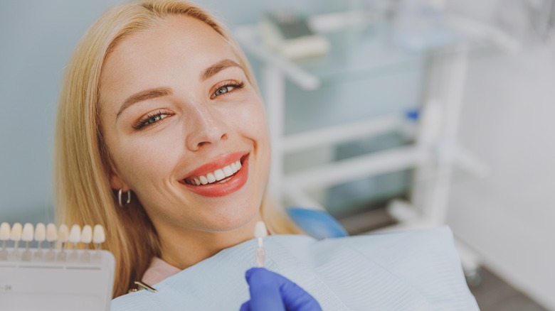 Woman getting dental treatment