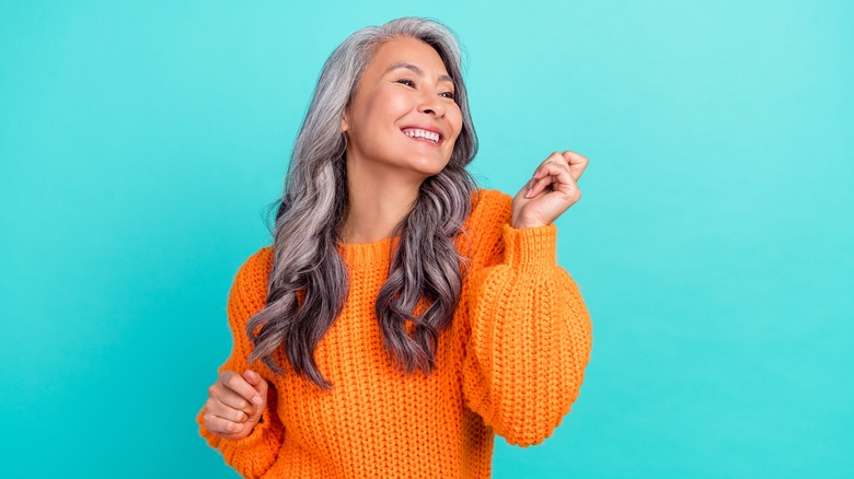 Woman with gray hair