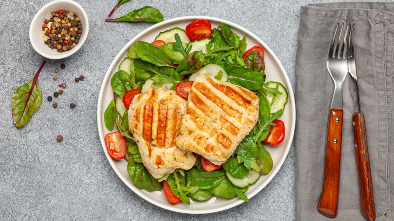Healthy chicken salad plate
