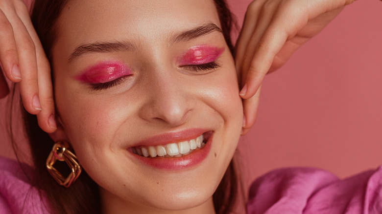 Woman with pink eyeshadow