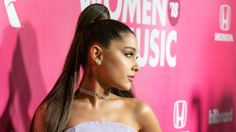 Ariana Grande showing off a sleek ponytail