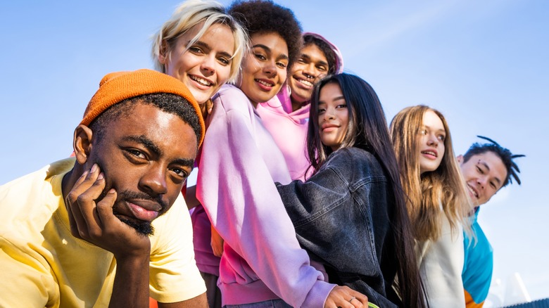 group smiling and hanging out