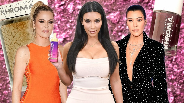 Kardashian sisters with Kardashian Beauty Products