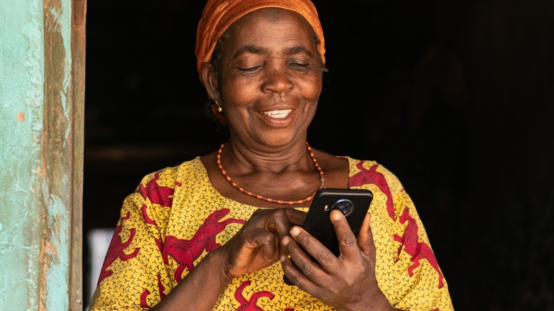 Woman using social media