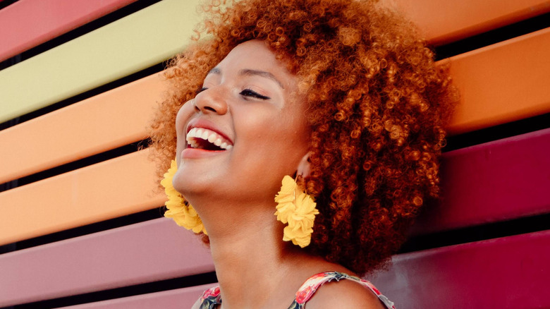 woman with hair perm