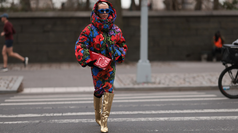 woman wearing puffer coat