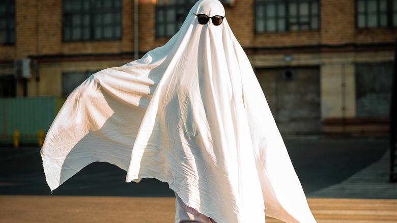 person in a ghost costume