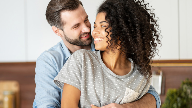 young couple hugging