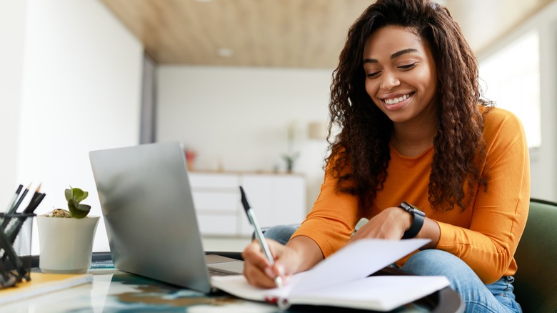 Woman working from home