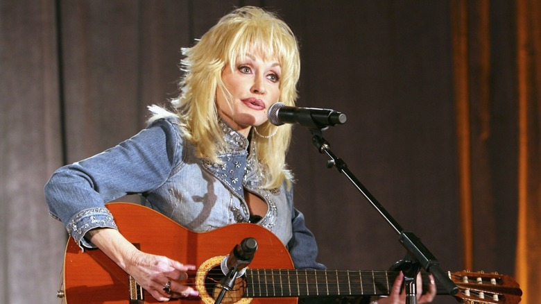 Dolly Parton performs at the Weinstein Co. Pre-Oscar Party at the Pacific Design Center on March 4, 2006