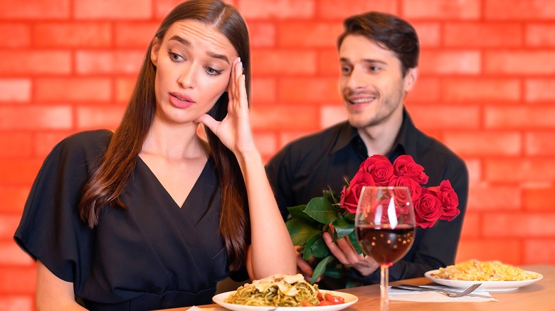 Uncomfortable couple on date