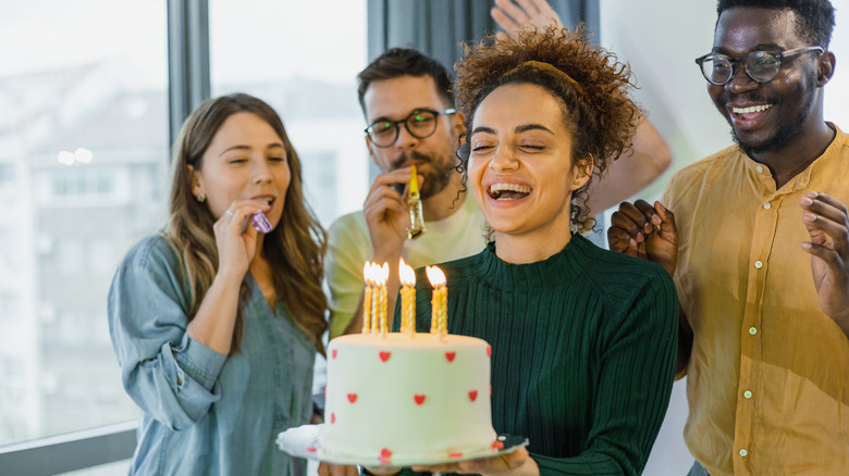 Half-birthday cake and friends