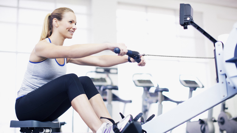 woman working out at a gym