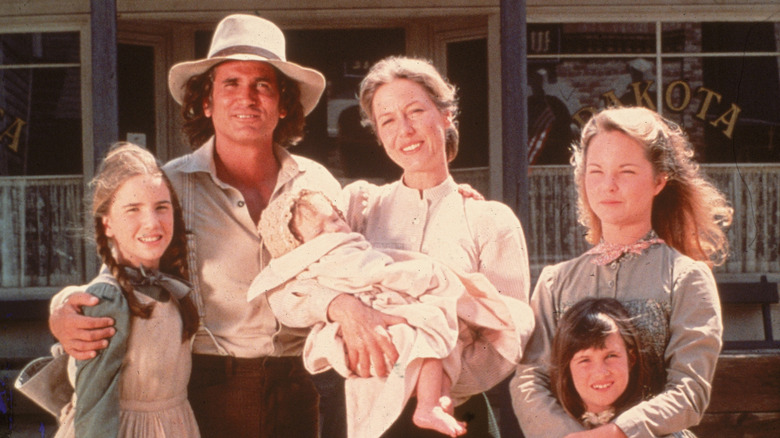 The cast of "Little House on the Prairie" on the show's set.