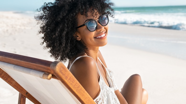 Woman relaxing at the beach