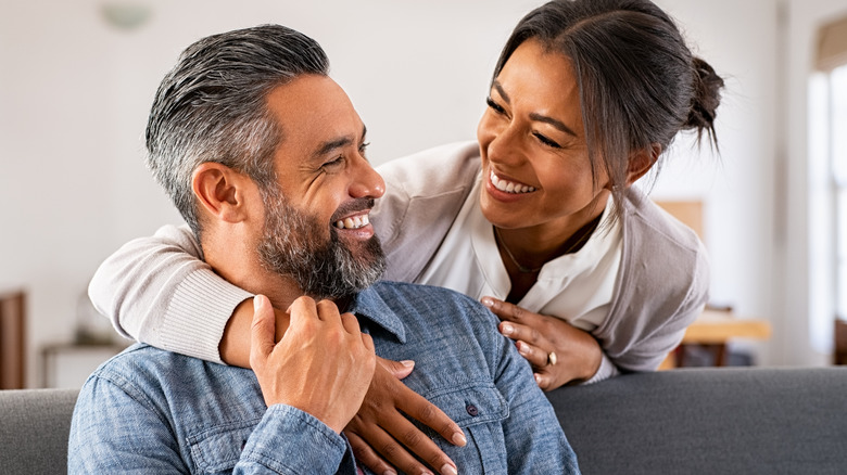 Couple smiling