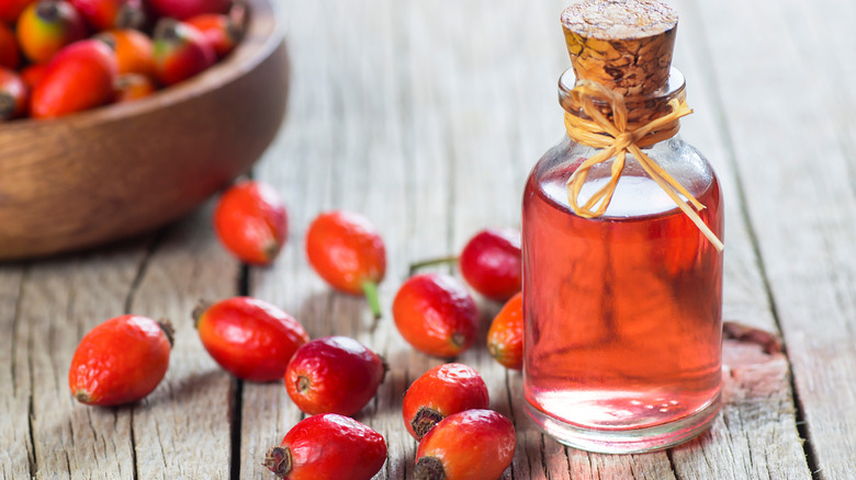 vial of rosehip oil 