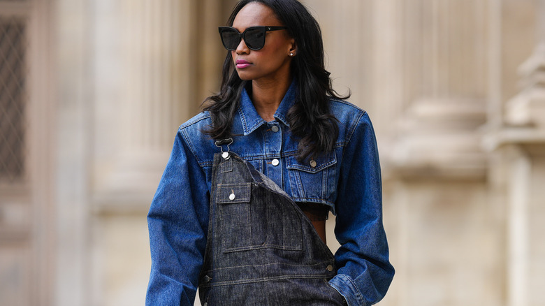 Woman wearing overalls 