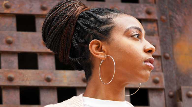 woman with braids updo