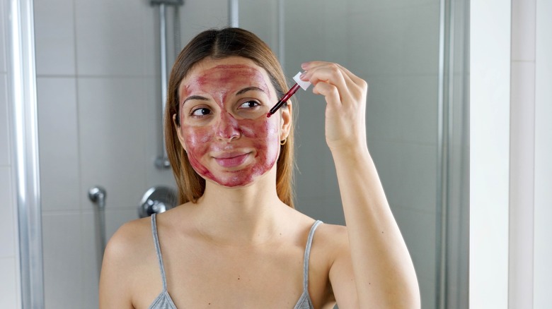 Woman using chemical peel