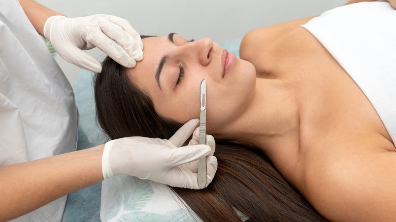 woman during a dermaplanning procedure