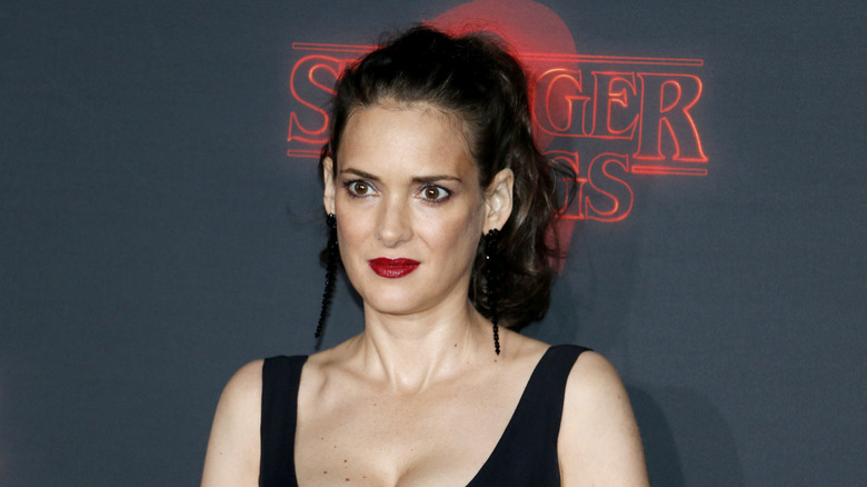 Winona Ryder is photographed on a red carpet