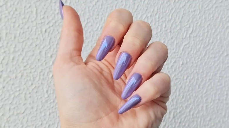 long lavender chrome nails