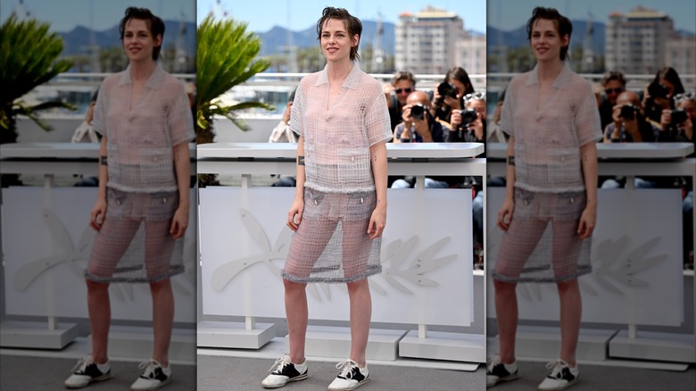 Kristen Stewart wearing a terrible Chanel outfit at the 2026 Cannes Film Festival