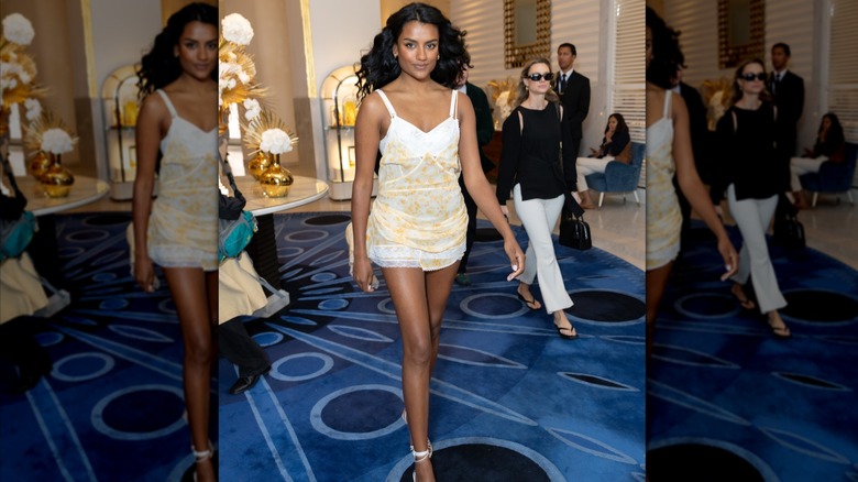 Simone Ashley wearing a tank dress by Toteme at the 2026 Cannes Film Festival