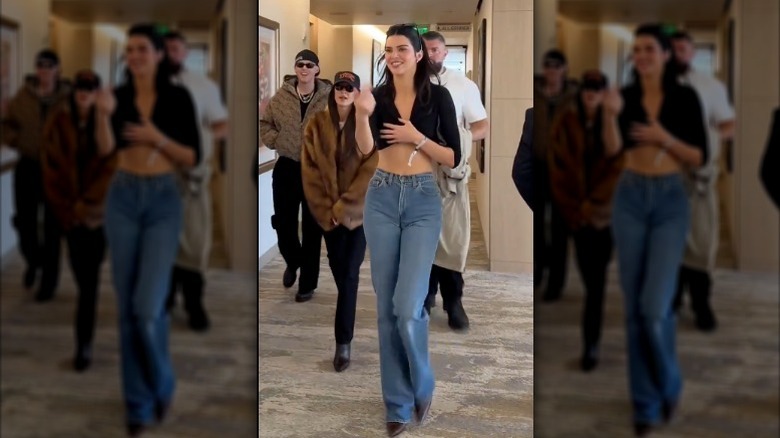Kendall Jenner arrives at the Super Bowl