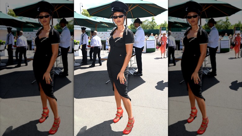 Joy Crookes at Wimbledon 2026 in a black dress.