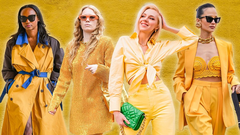 Four women wearing yellow