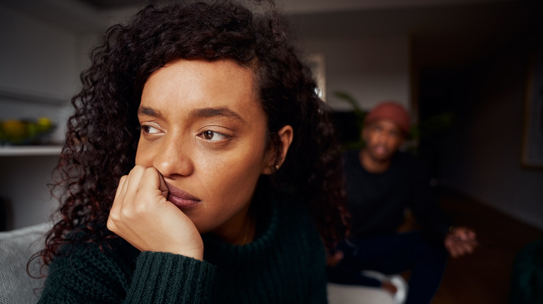 Woman crying after breakup