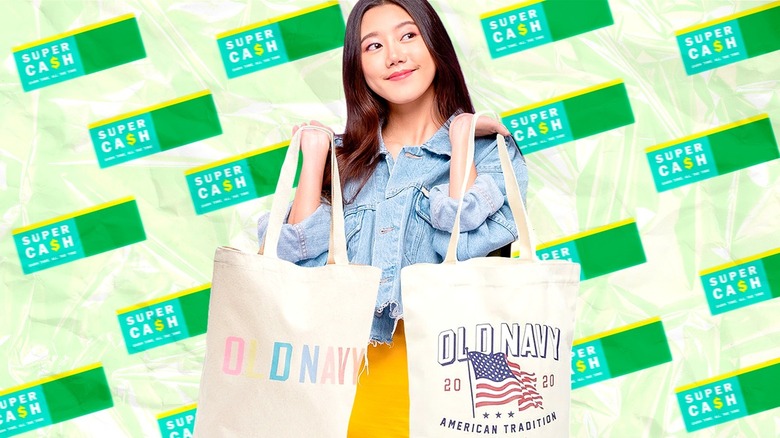 Woman holding Old Navy bags