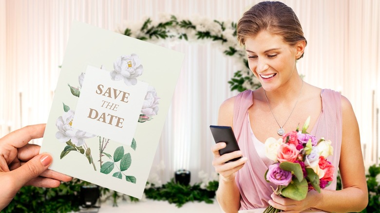 Woman receiving a wedding RSVP