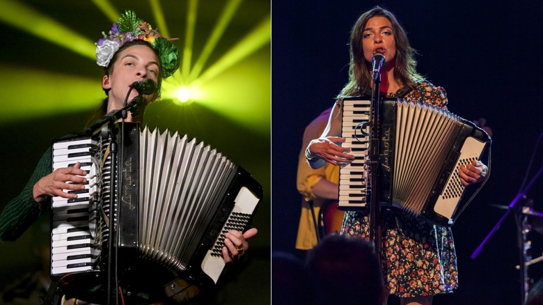 Natalia Tena playing the accordion