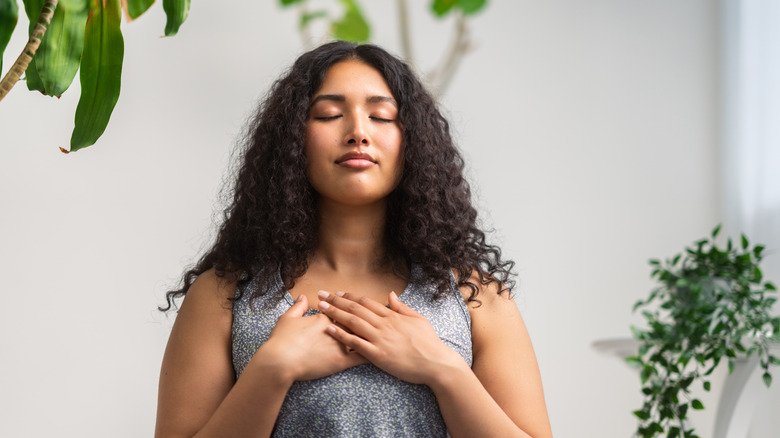 Calm woman in meditation 