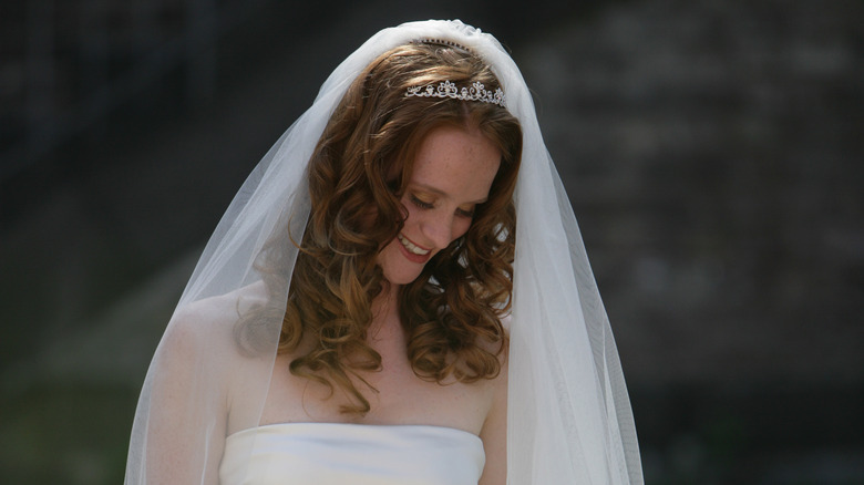 Woman wearing a wedding veil