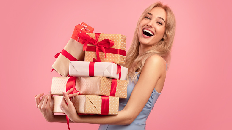 woman with gifts