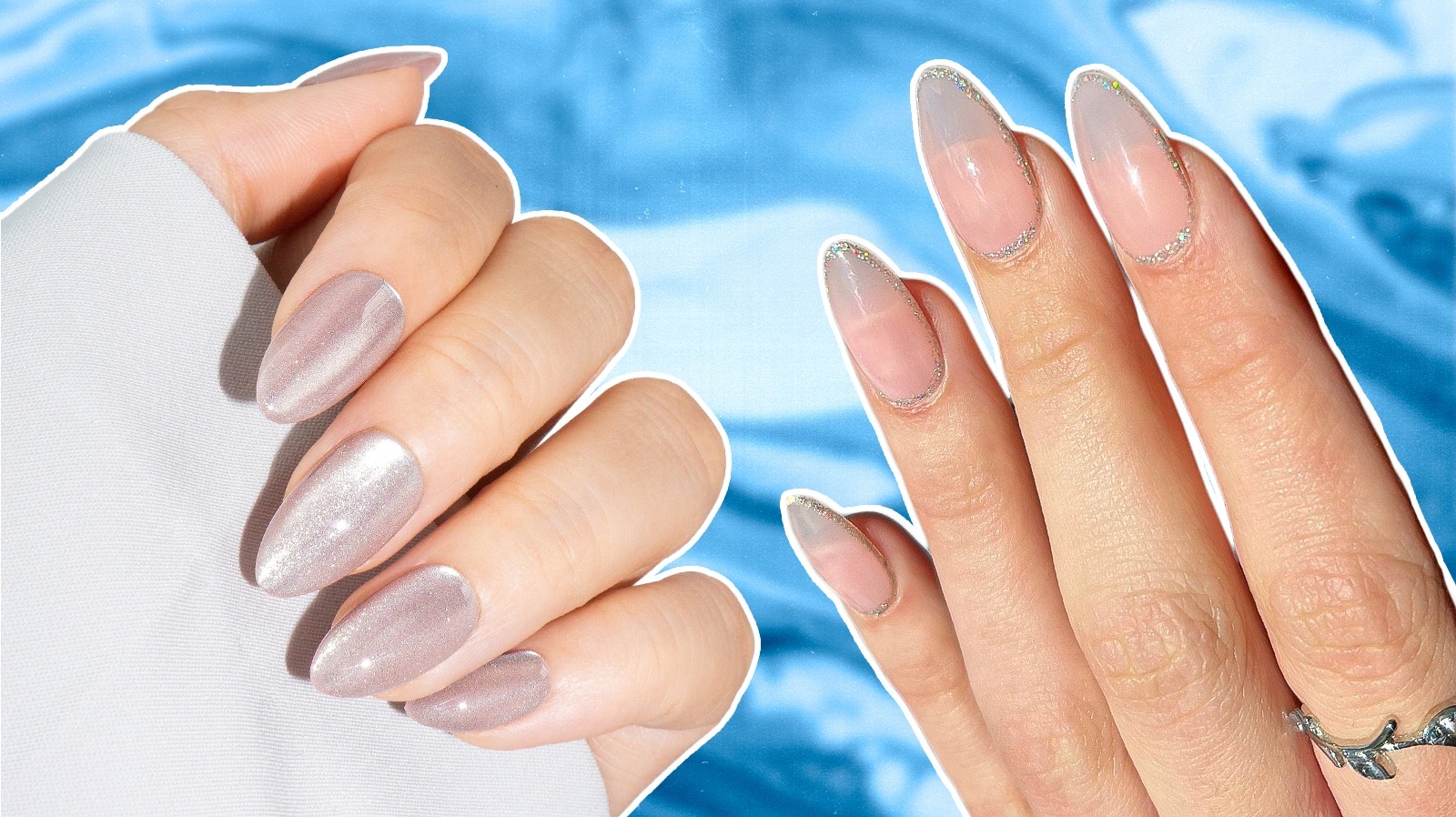 Press On Nails UK-Mila Short Almond Nails Blue French Tip – Youaregoldbeauty