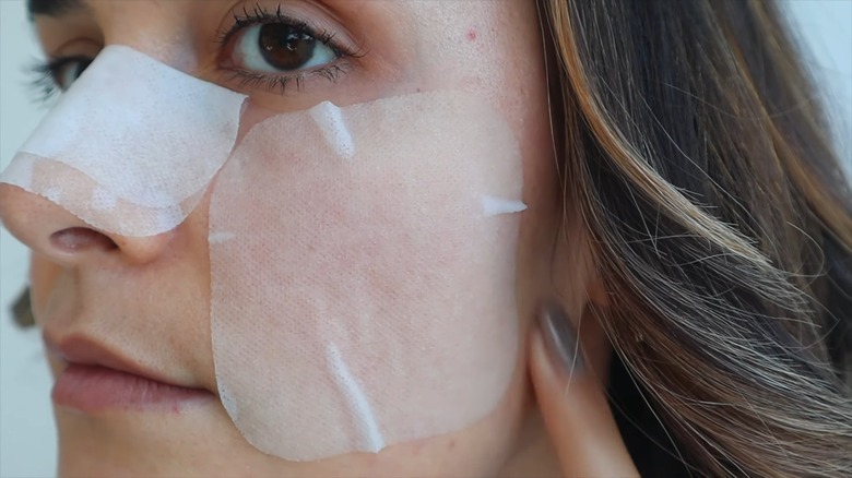YouTuber wearing multiple Korean toner patches