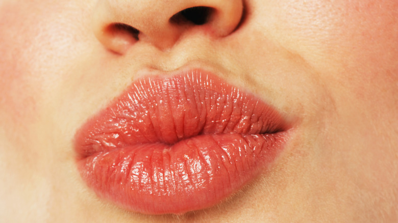 Closeup of puckered-up lips