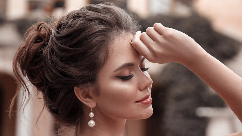 woman with hair up