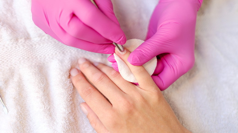 Person getting a manicure