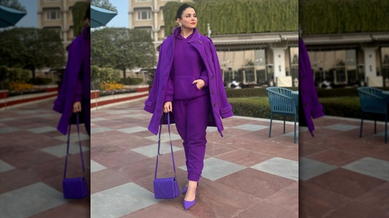 purple monochromatic outfit