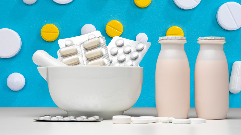 kefir yogurt, and bowl of probiotics