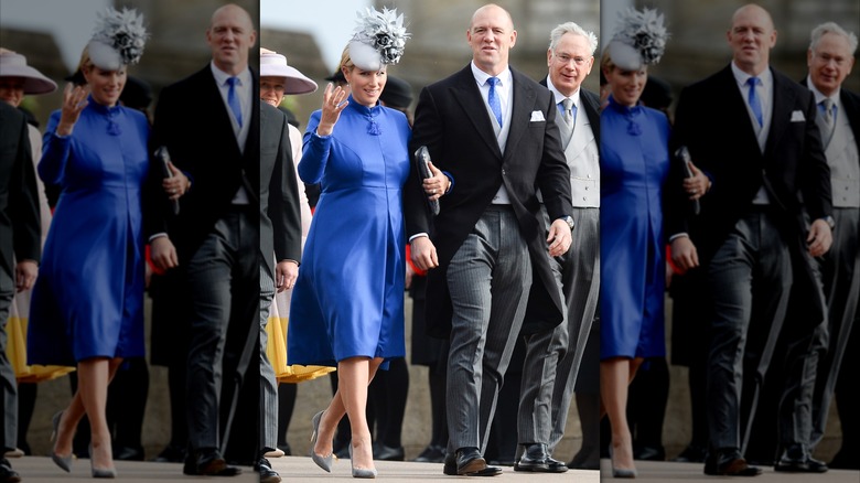 Zara Tindall and Mike Tindall attend the wedding of Princess Eugenie and Jack Brooksbank at Windsor Castle in October 2018