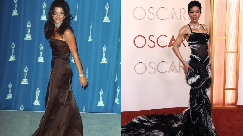 Sandra Bullock at the 1996 Academy Awards and Teyana Taylor at the 2026 Academy Awards